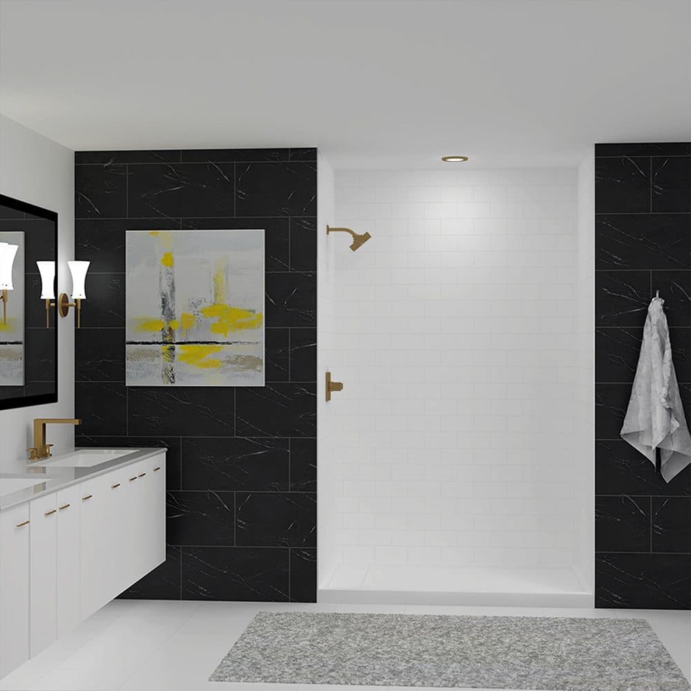 Signature shower walls in White, Gloss and velvet